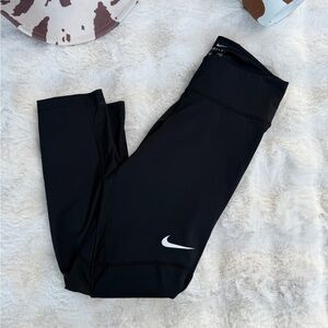 Nike Black Leggings with White Logo mesh back